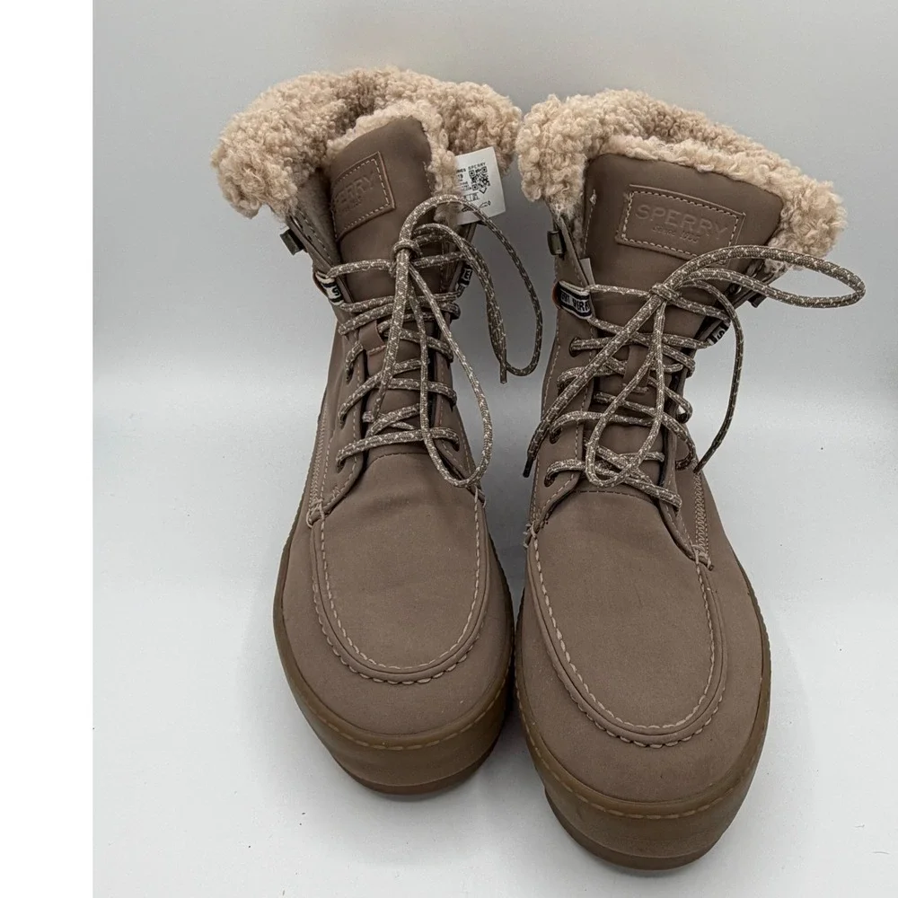 Sperry Top Sider Women's Waterproof Insulated Boots Tan‎ Fleece Lined Lace Up